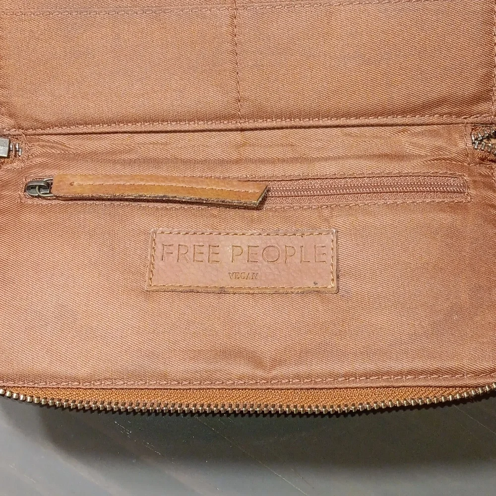 Free People Vegan Leather Wristlet Brown